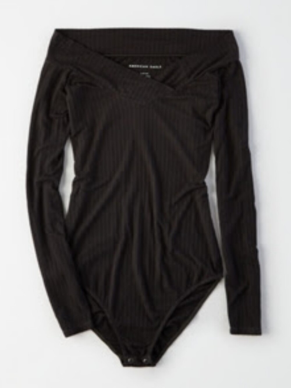 American Eagle Cross Front Ribbed Off-Shoulder Long Sleeve Bodysuit XL